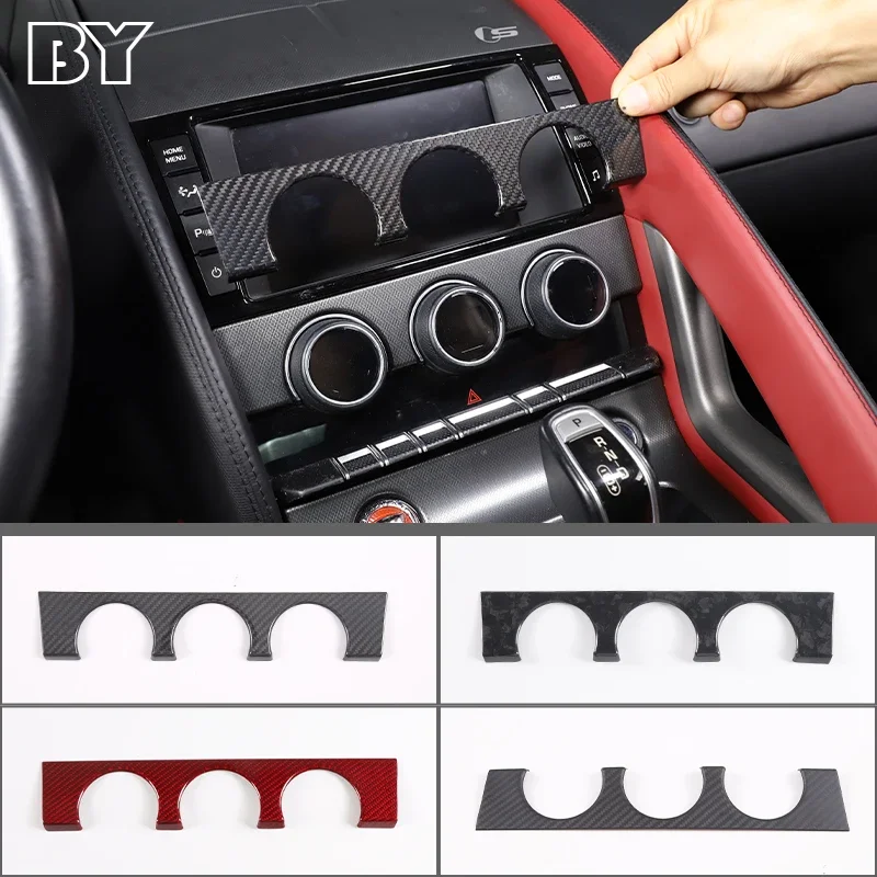 

Real Charcoal Fiber Car Central Control Air Conditioner Switch Decorative Frame Sticker For Jaguar F-TYPE 2013-2022 Accessories