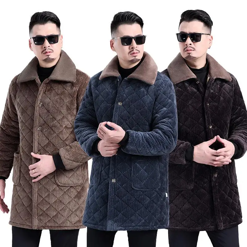 

Thiened хлопковый рабочий фартук, мужское зимнее пальто, теплый кухонный жилет, длинная застежка на одной пуговице, куртка из полиэфирного волокна с капюшоном