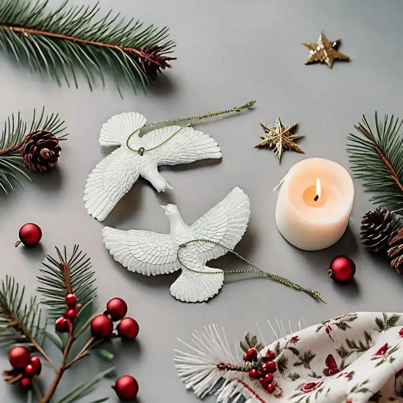 1Pc Friendship Doves Resin Christmas Ornament Doves Christmas Tree Ornament Best Gift