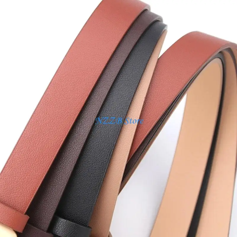 

T21F Narrow Waist Belt With Metallic Buckles Faux Leather Strap For Jeans And Skirts