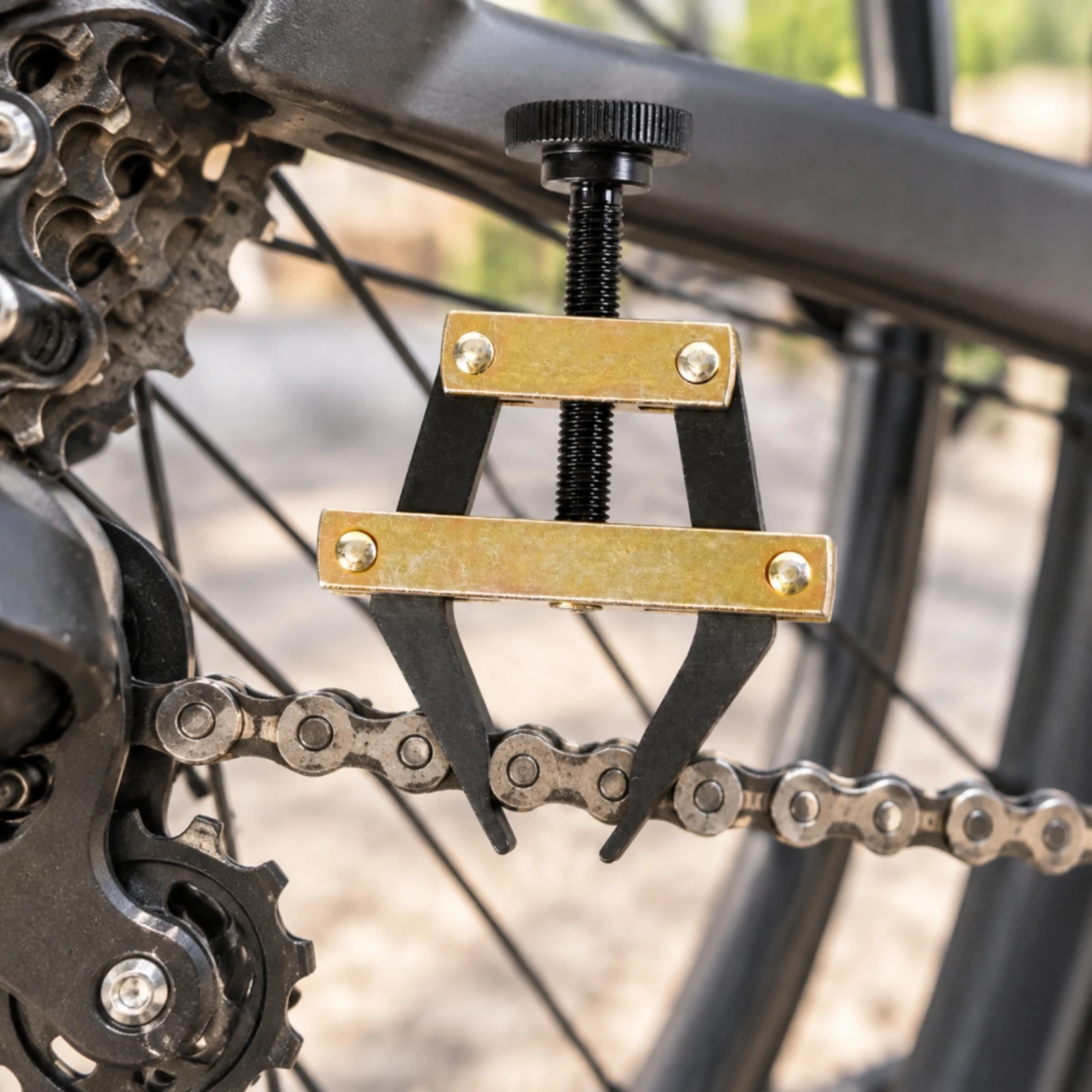 Chain Tool with Threaded Adjustment Screw Adjustable Clamp-Style Chain Tool Compact Practical for Diy Bike Owners