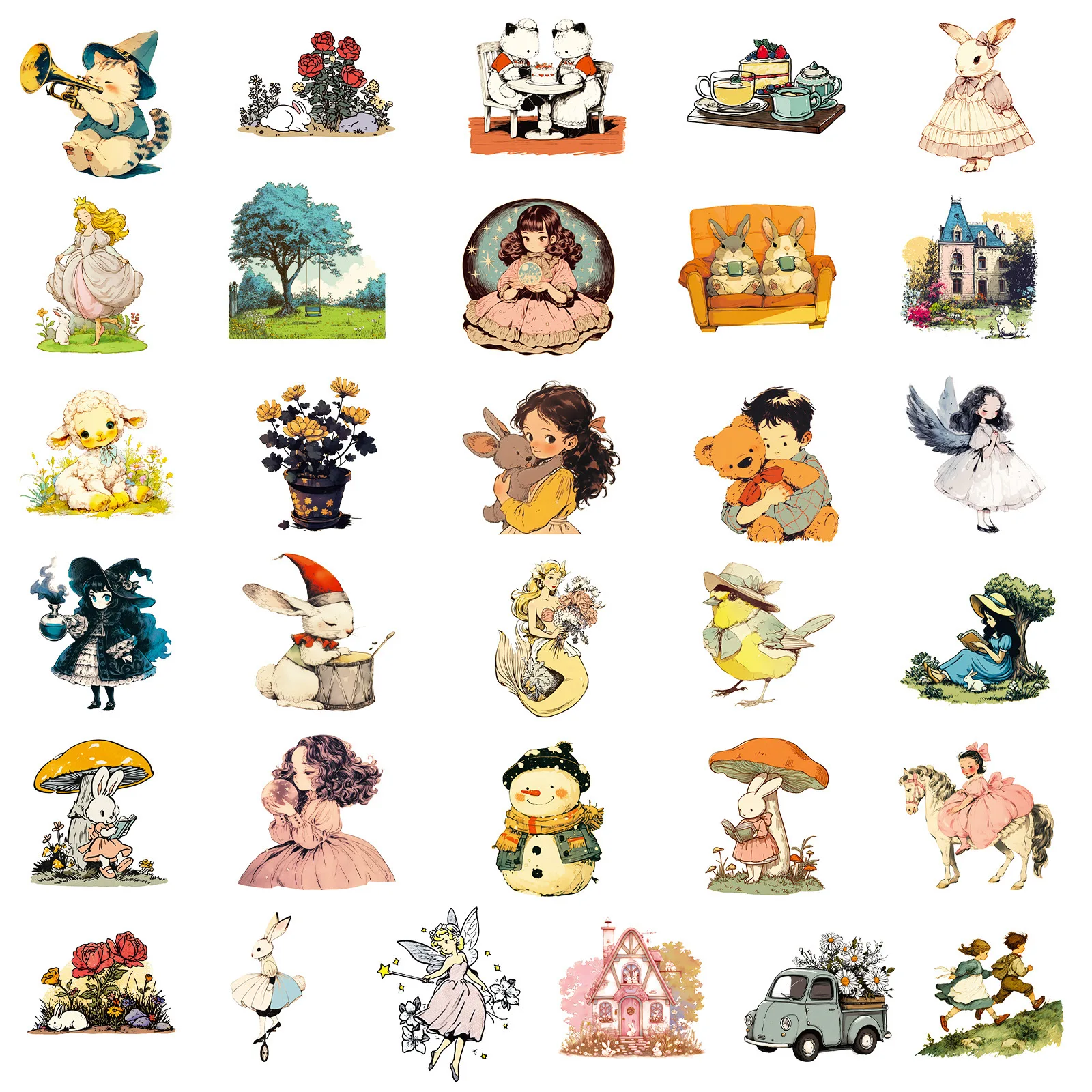 50 pçs dos desenhos animados estilo conto de fadas adesivos criativo bonito graffiti decoração notebook mala guitarra geladeira telefone decalques brinquedo