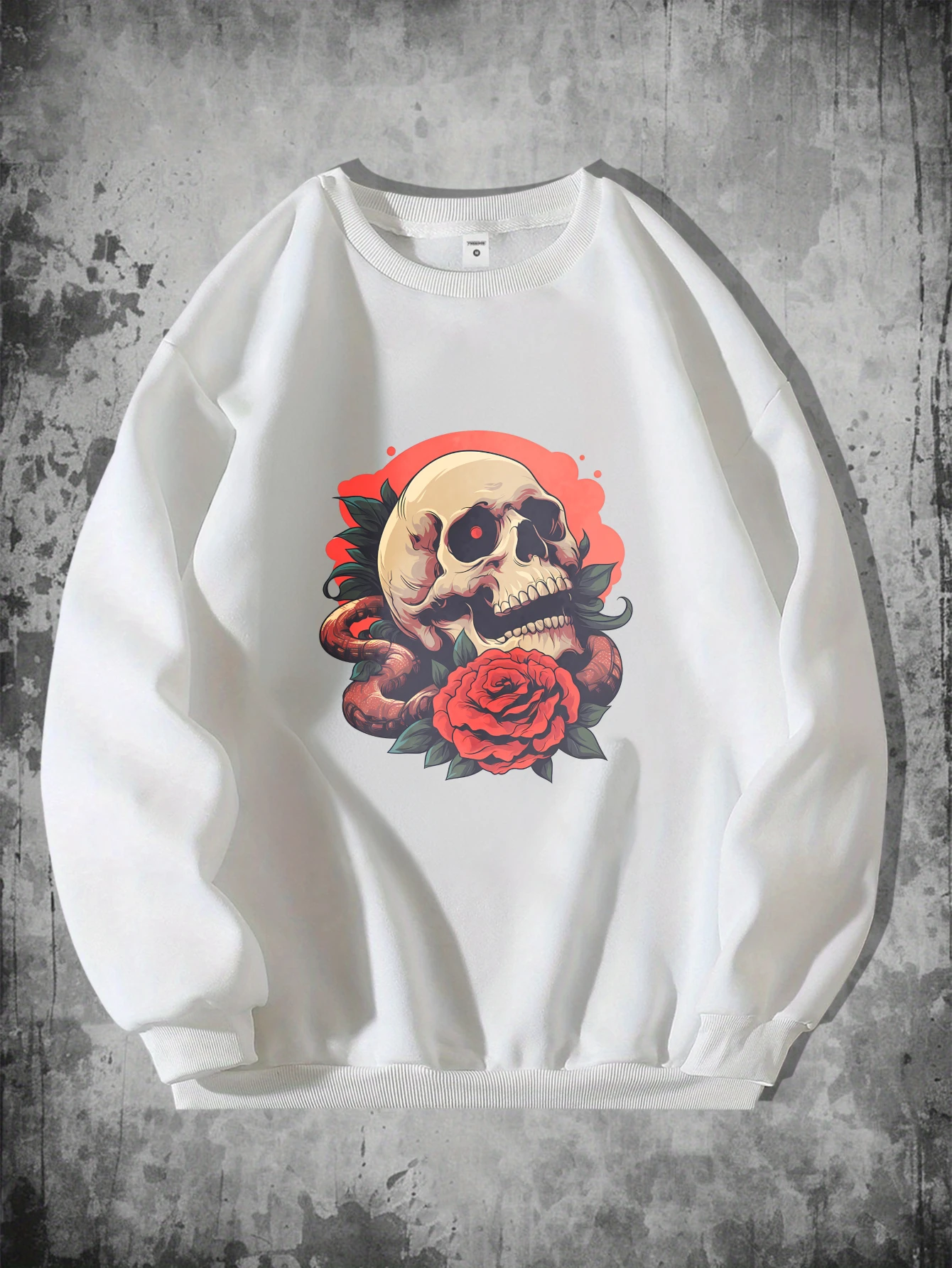 

Мужские футболки Футбольная базовая осенняя футболка с длинными рукавами и рисунком черепа и розы Мужская одежда Дышащая