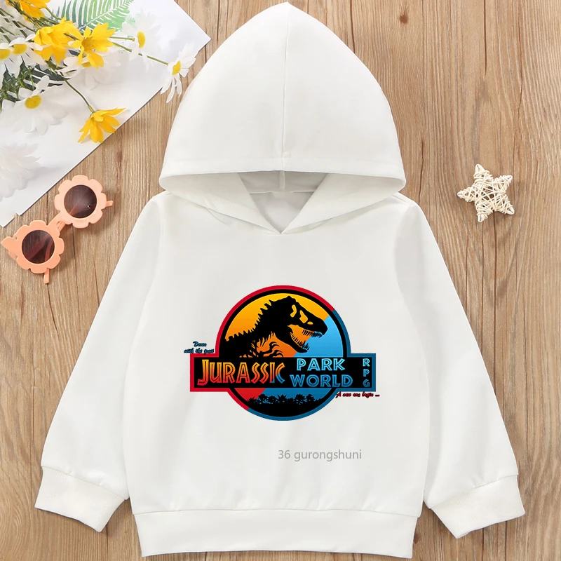 

2022 New Style Jurassic Park Hoodie Child Harajuku Sweatshirt Printed Design Kids Fashion Jurassic World Boys Clothing Tops