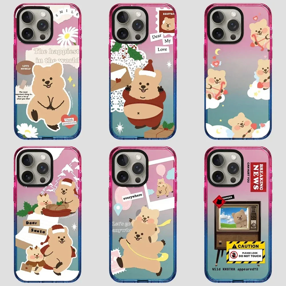 

Brown Bear Cartoon 2.5 Acrylic Gradient Border Phone Case Cover for IPhone 12 13 14 15 Pro Max Case