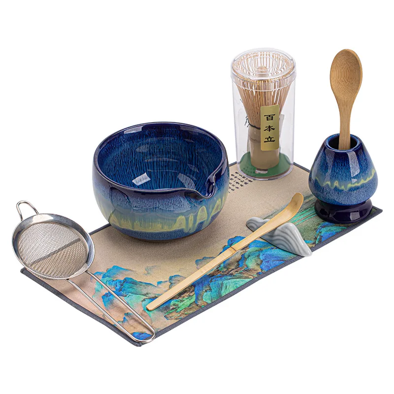 

Уникальный набор чаш Matcha с глазурью для трансформации печи, 8 шт., полные японские инструменты для чайной церемонии с бамбуковым венчиком и аксессуарами