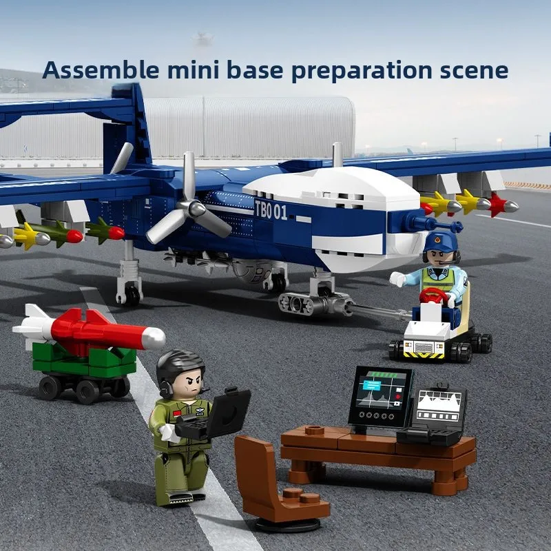 SEMBO BLOCK Military UAV Twin Scorpion Drone Aircraft Building Blocks Model Toy Gift for Boys 202273