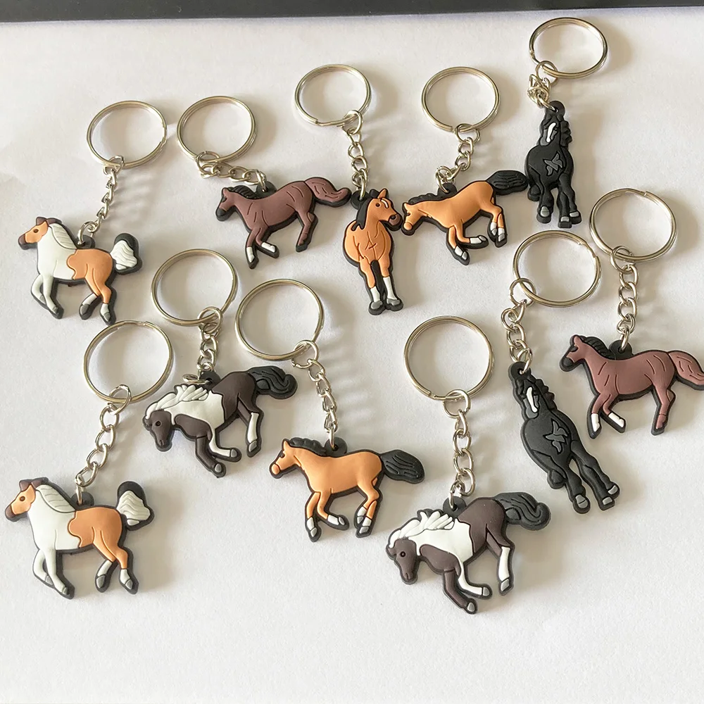 

12 pcs Horses Keychain Key Ring Decor Horse Party Animal Themed Horse Birthday Party Supplies Girls Boys Guest Return Gifts