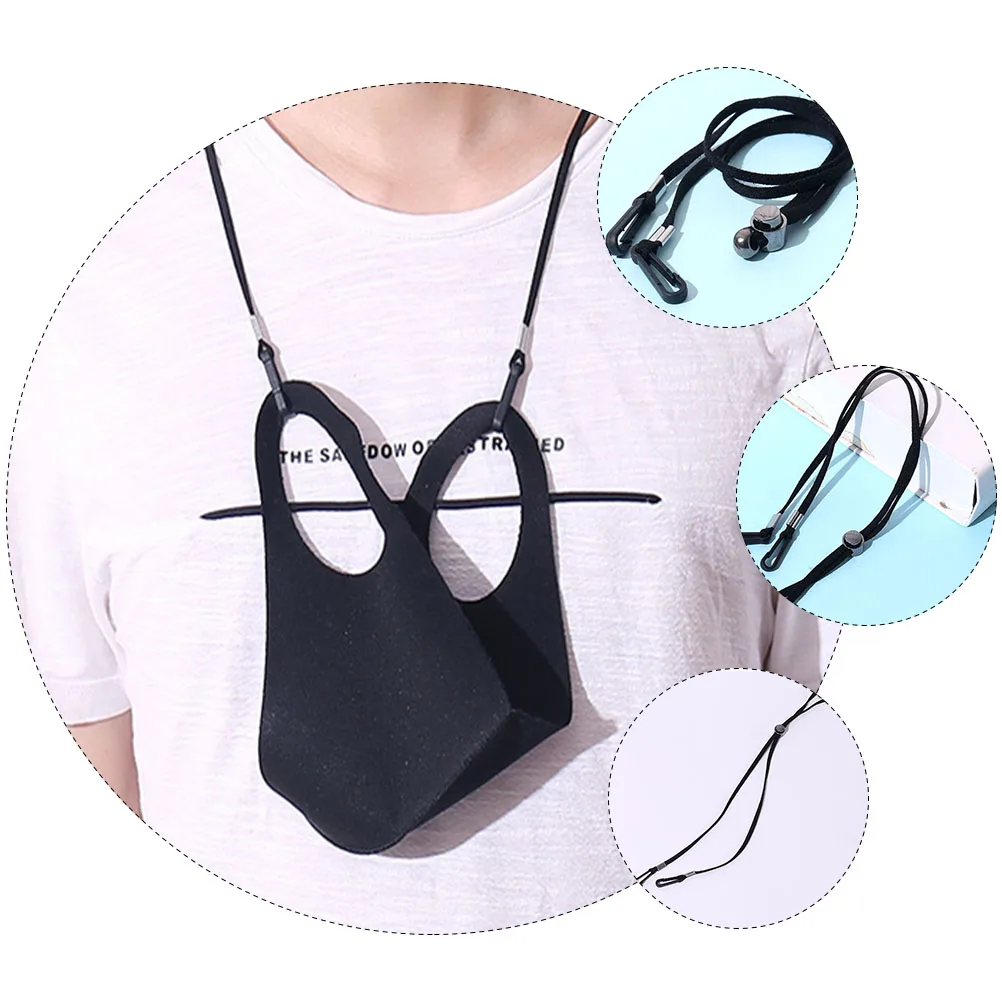 

4 pcs Long Eyeglasses Strap Adjustable Glasses Durable Black Eyewear Retainer Sunglasses Straps Eyeglass Holder
