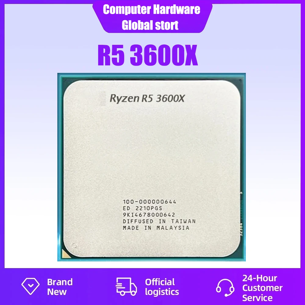 

Ryzen 5 3600X R5 3600X 3.8 GHz Six-Core Twelve-Thread CPU Processor 7NM 95W L3=32M 100-000000022 Socket AM4