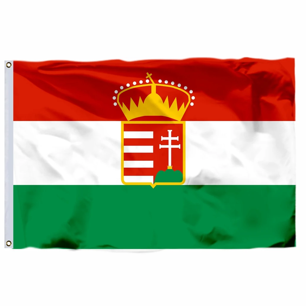 Hungary History 1848-1921 Flag Hungarian Magyarország Crest Coat of Arms Flag Brass Buttonhole for Indoor and Outdoor Decoration