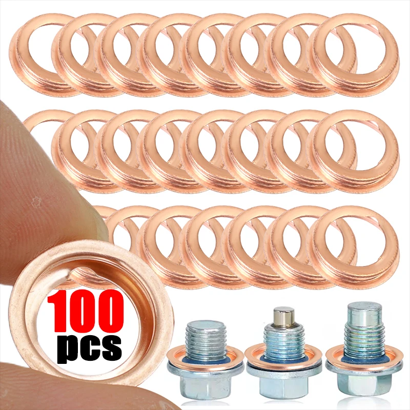 Car Oil Drain Gasket Drainage Bolt Pad Copper Oil Drain Plug Gasket Auto Replaceable Accessories 11026-01M02 for Infiniti Altima