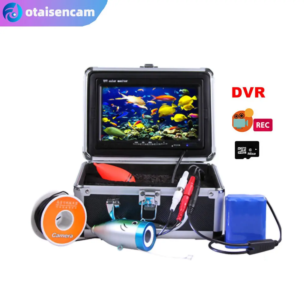 

7" Color Monitor With DVR Record 8GB SD Card Underwater Fishing Camera 12PCS White LEDS Fish Finder 15m/30m Cable Waterproof