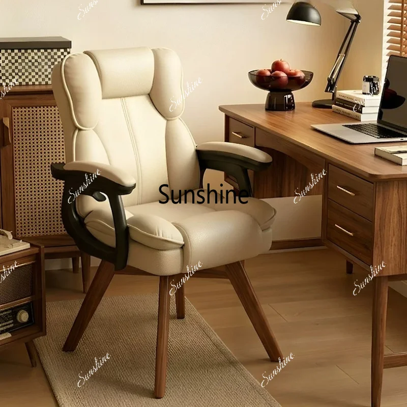 Solid wood legs rotatable computer chair office sofa chair comfortable leisure back chair