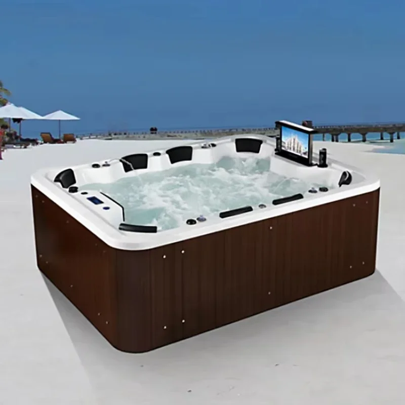 Made in China 2690x2090x930mm Rectangle Acrylic Spa Massage Whirlpool Bathtub Outdoor