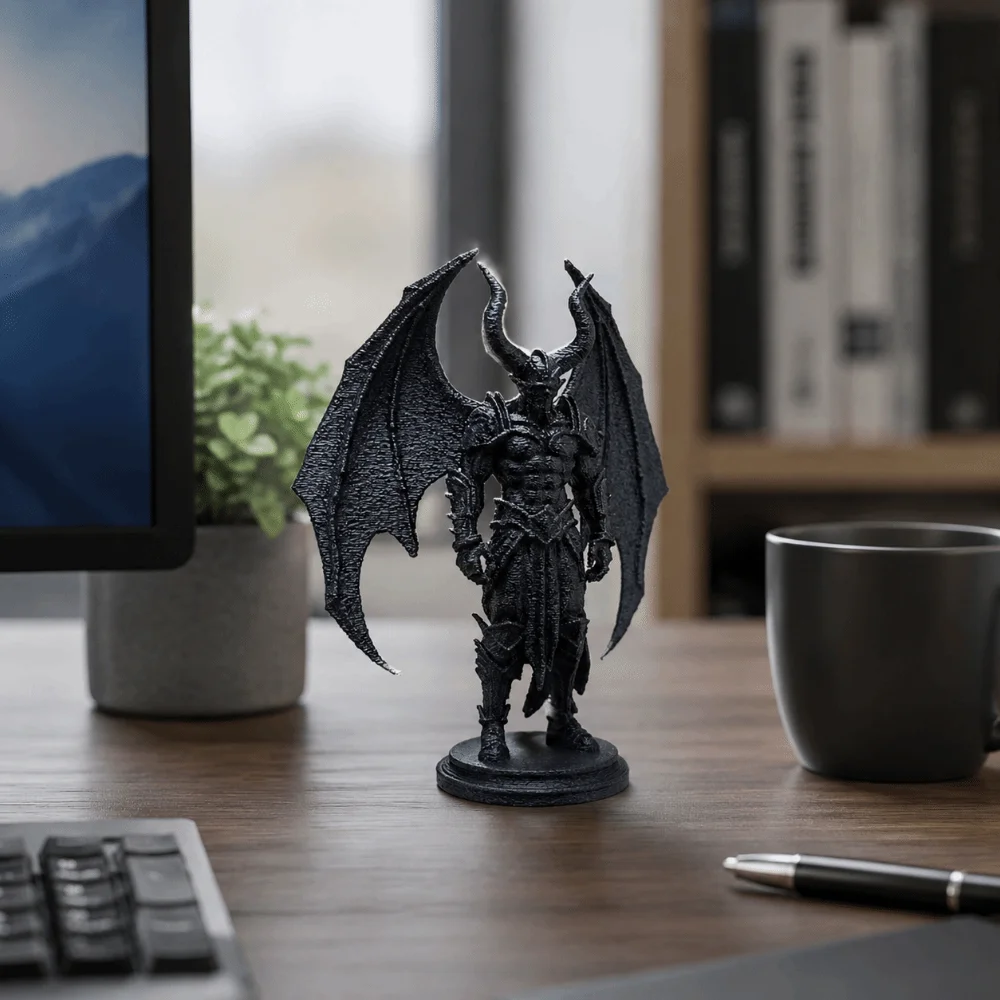 3D Printed Demon Knight Figurine Halloween Gothic Style Black Demon Statue Decoration Desktop Ornament Home Decoration