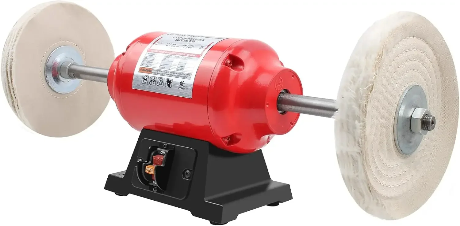 Bench Buffer Polisher Motor with 8 Inch Dual Buffering Wheels, Benchtop Polishing Machine for Jewelry, Metal, Wood, Plastic and