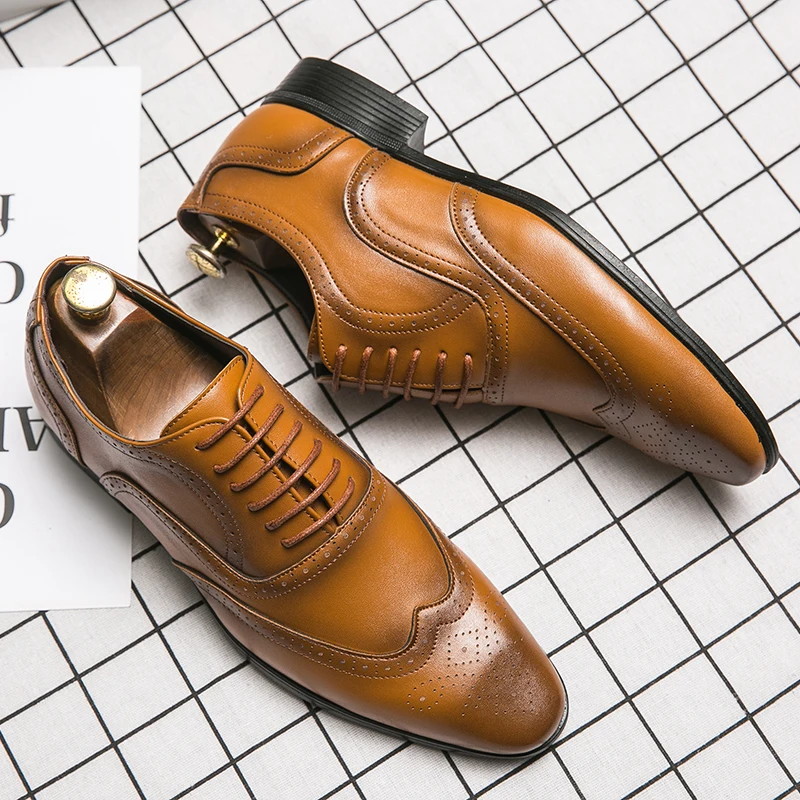 Classic Brogues Leather Shoes Men Casual Business Men's Oxford Shoes Size 48 Luxury Wedding Social Shoe zapatos de vestir hombre