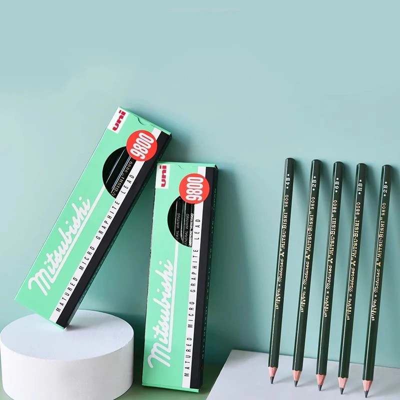Uni 12PCS/Set H-14B Wooden Lead Pencils Set Professional Drawing Journal Premim Writing lapices For Artists Students Stationery