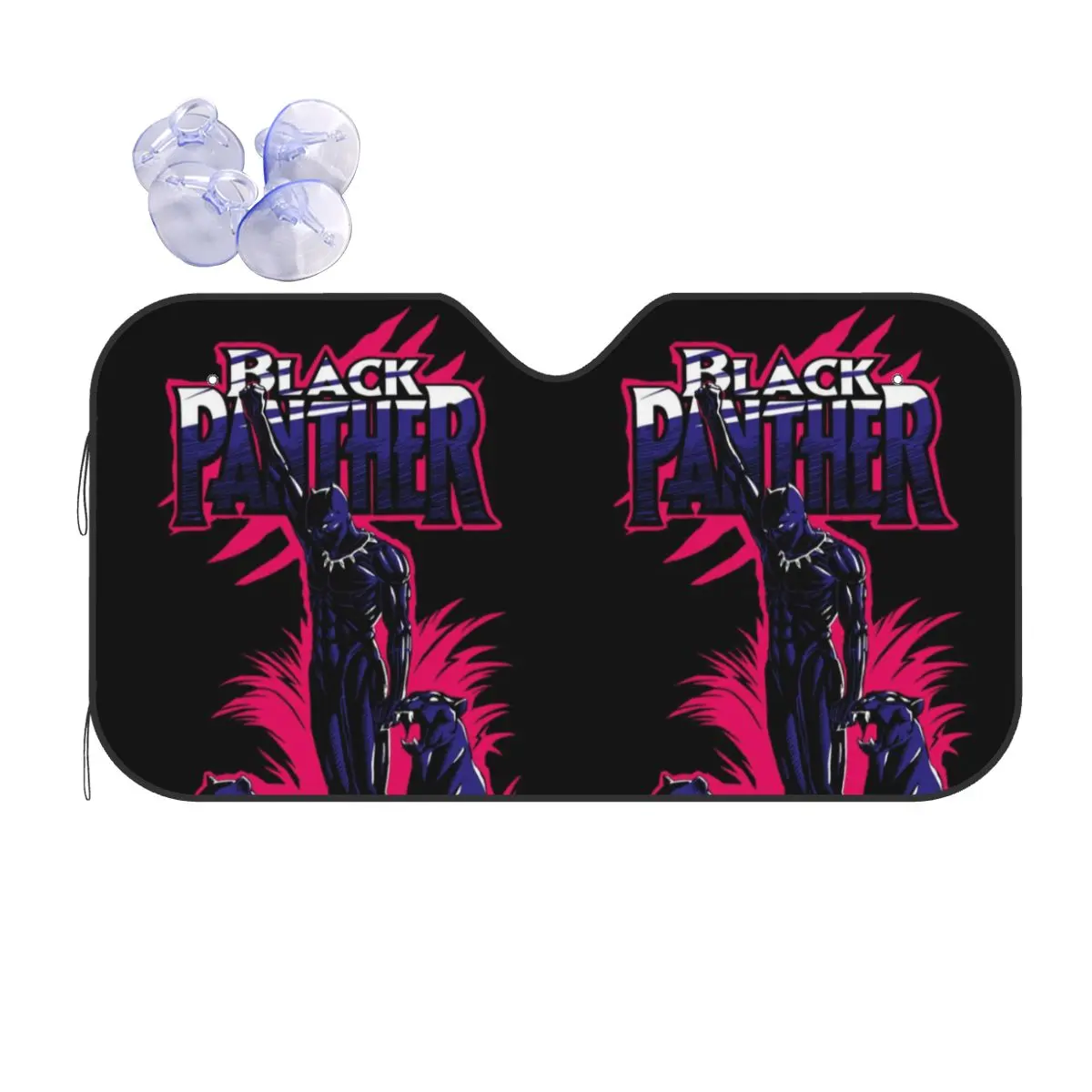 

Custom Black Panther Comic Cartoon Front Windshield Sun Shade Foldable Superhero Auto Sunshade for Car Truck SUV Visor Protector