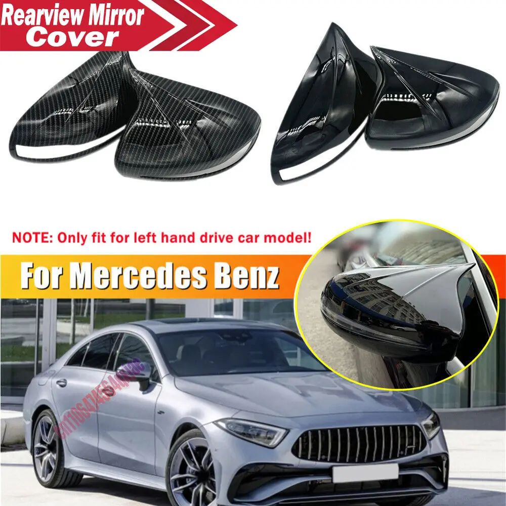 For Mercedes Benz C Class 15-21 E/S Class 16-21 GLC GLB ABS Car Side Mirror Cover Wing Cap Exterior Door Trim Adhesive Sticker