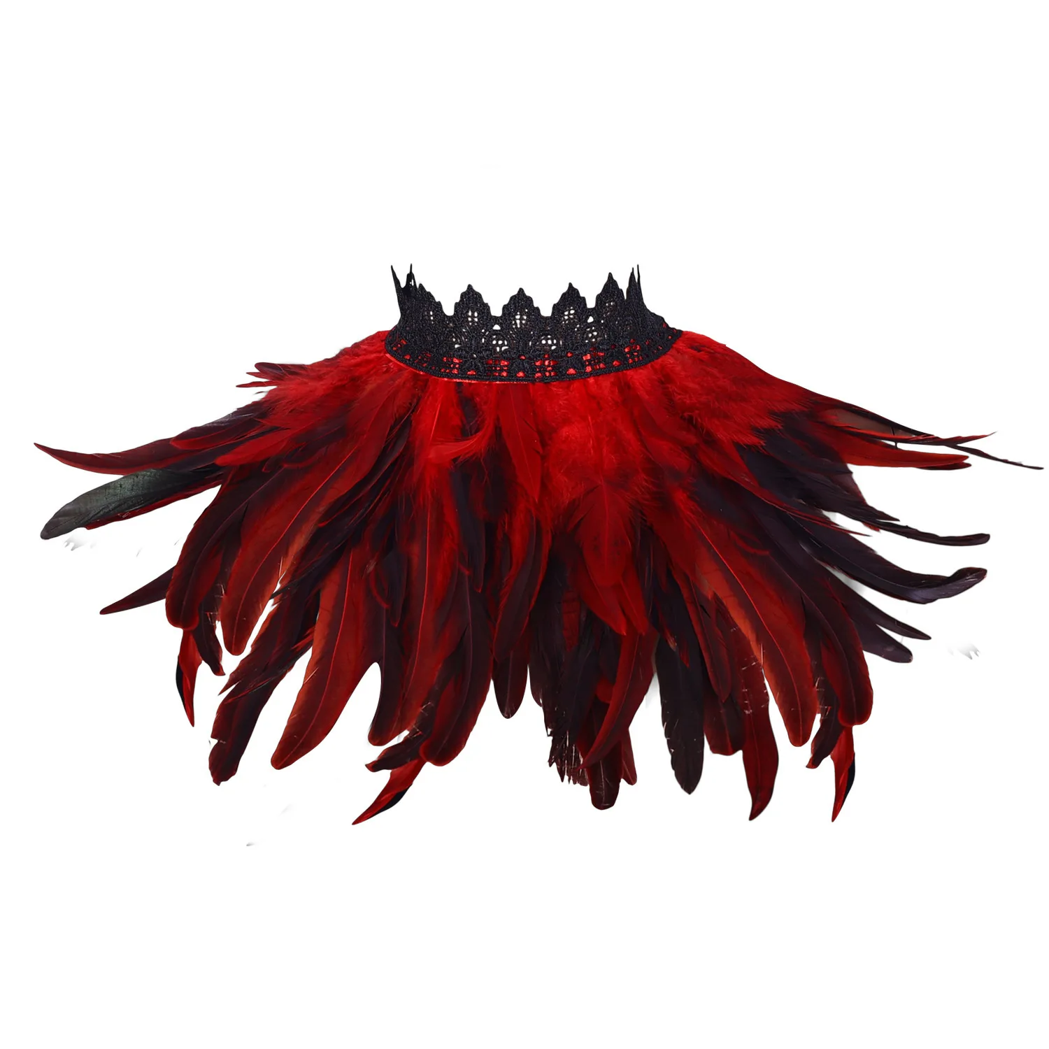 Halloween Cosplay Costume Accessories Fashion Stage Performance Outfit Feather Lace Scarf Natural Feather with Lace Fake Collar