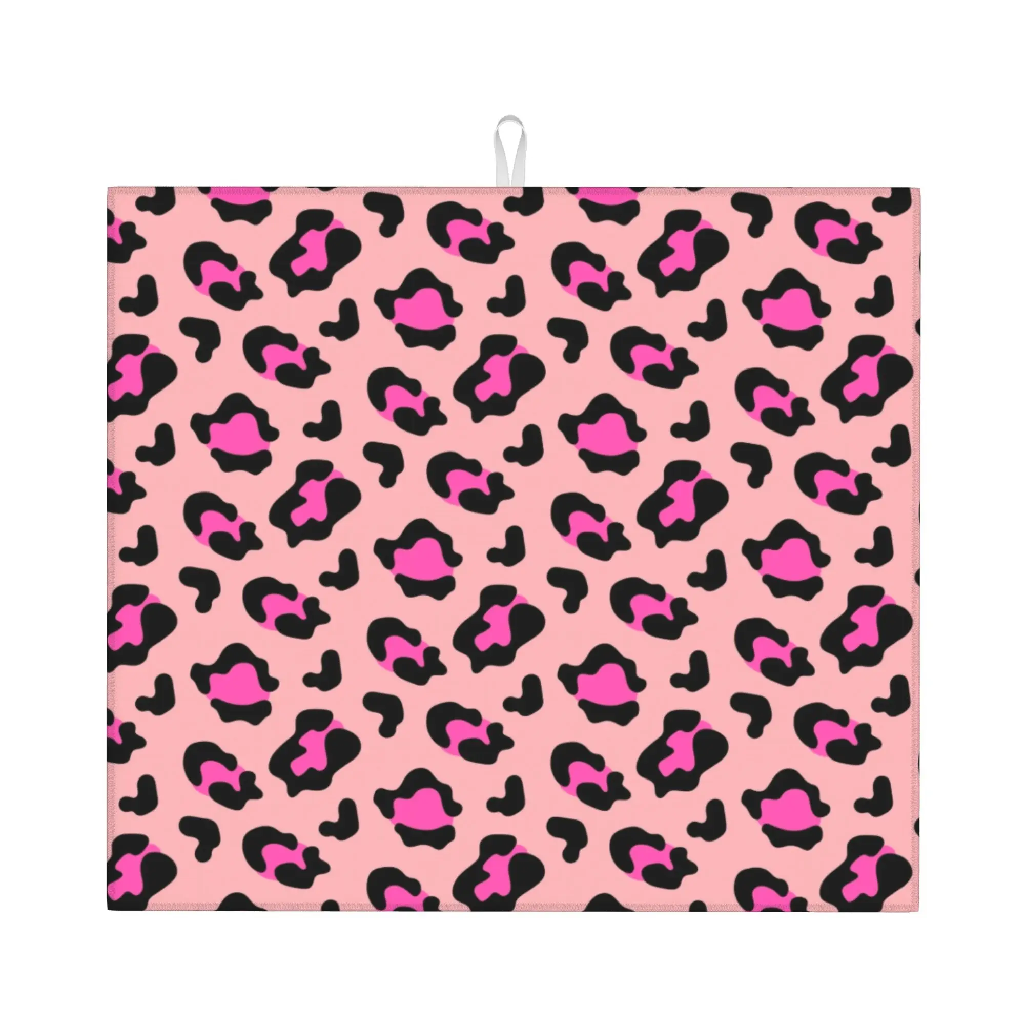 Drying Mat For Kitchen Pink Spotted Animal Pattern Water Absorbent Waterproof Reusable  On Slip Kitchen Counter Protector Mat