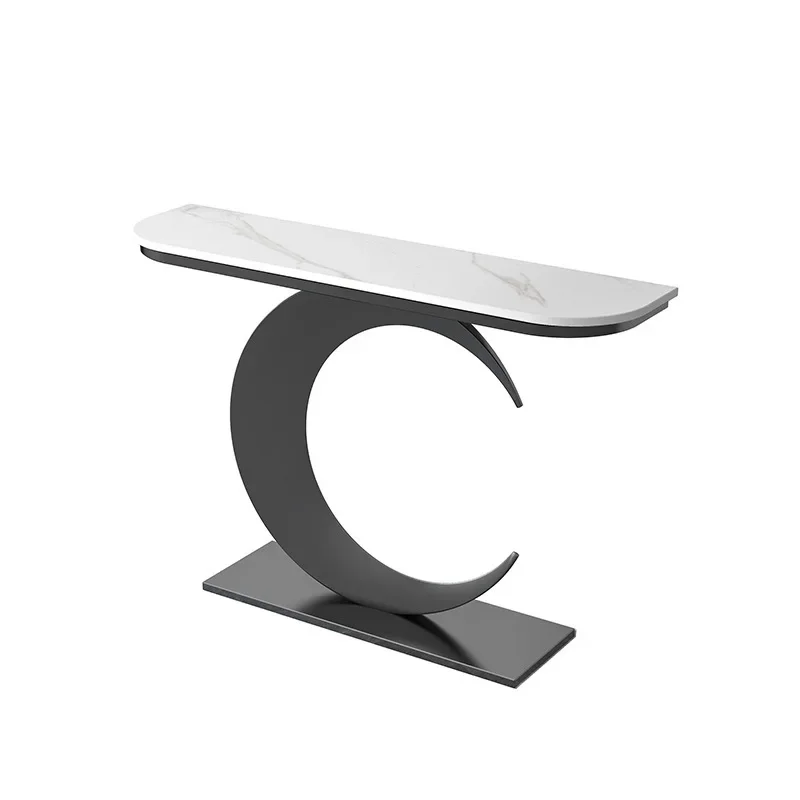 Light luxury entrance table, modern simple narrow case against the wall, aisle corridor decoration, golden end view table,