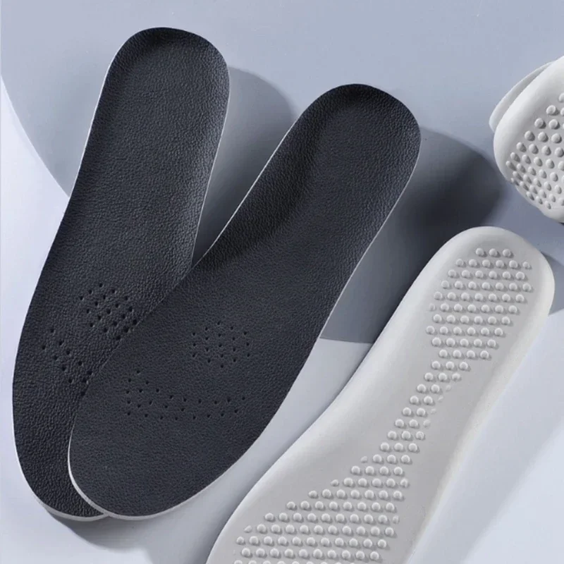 Soft Latex Insole for Sneakers Cowhide Leather Shoe Sole Inserts Sports Shock Absorbing Plantar Fasciitis Template Feet Insoles