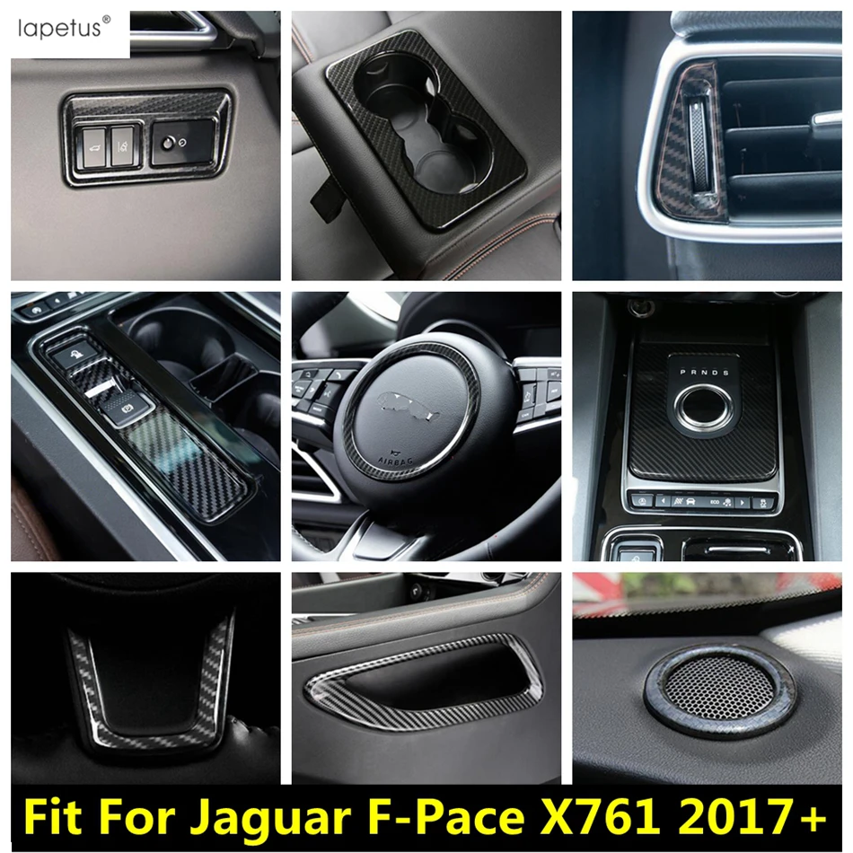 Hand Brake / Water Cup / Head Lamp / Steering Wheel Cover Trim ABS Carbon Fiber Accessories For Jaguar F-Pace X761 2017 - 2022