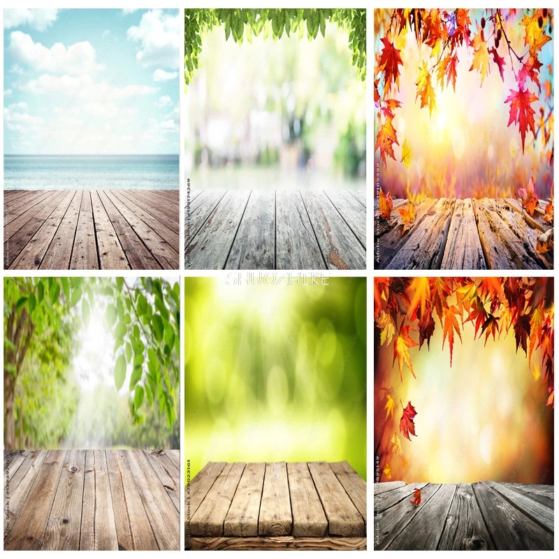 

SHUOZHIKE Thin Cloth Photography Backdrops Scenery Flower Wooden Floor Photo Studio Background Props ER-05