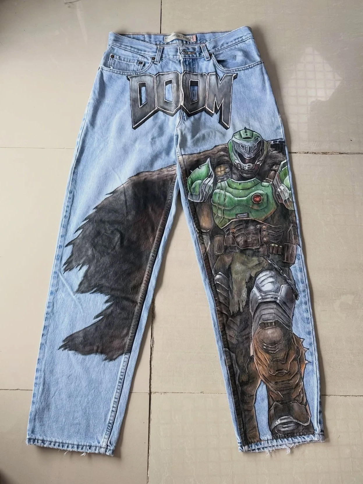 

New Game Anime Graphic baggy jeans Unisex Y2k pants Gothic Streetwear Oversized blue jeans for women vintage clothes