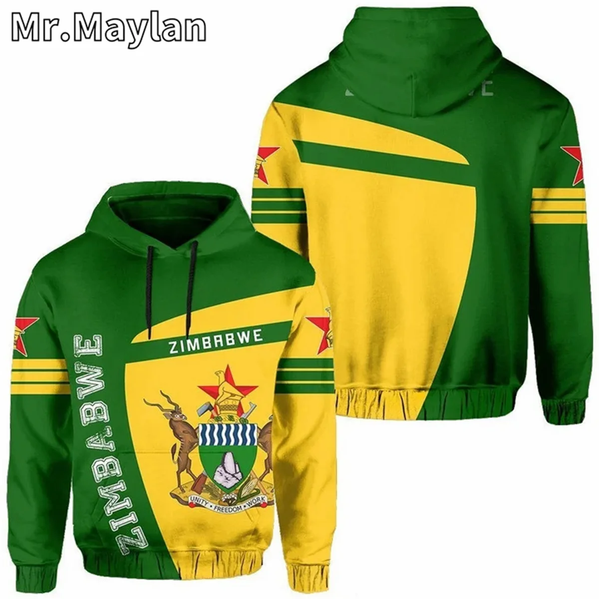 HOODIE negara Afrika HOODIE pria/wanita, jaket kasual Pullover ritsleting, pakaian jalanan Unisex, gambar bendera ZIMBABWE 3D JK-145