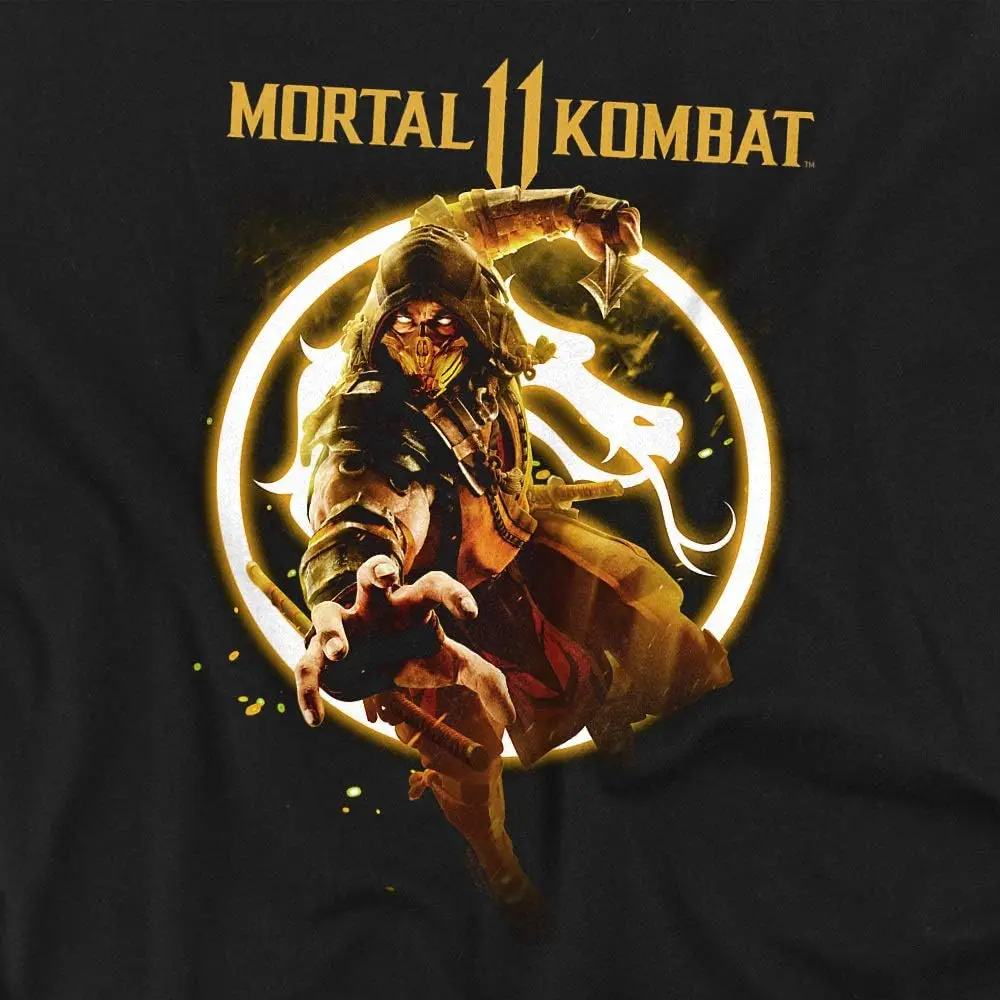 Mortal Kombat 11 Scorpion Flames Unisex Adult T-Shirt for Men and Women, Black, Large