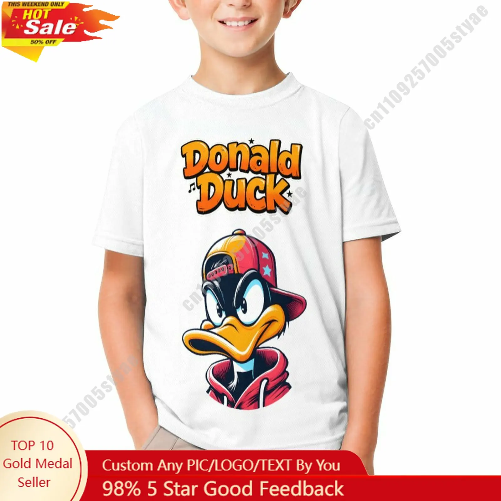 

Donald Duck T Shirt Disney Boy Girl Custom Short Sleeve Print Fashionable Cute Casual Cotton TShirt Crew Neck Children Tee