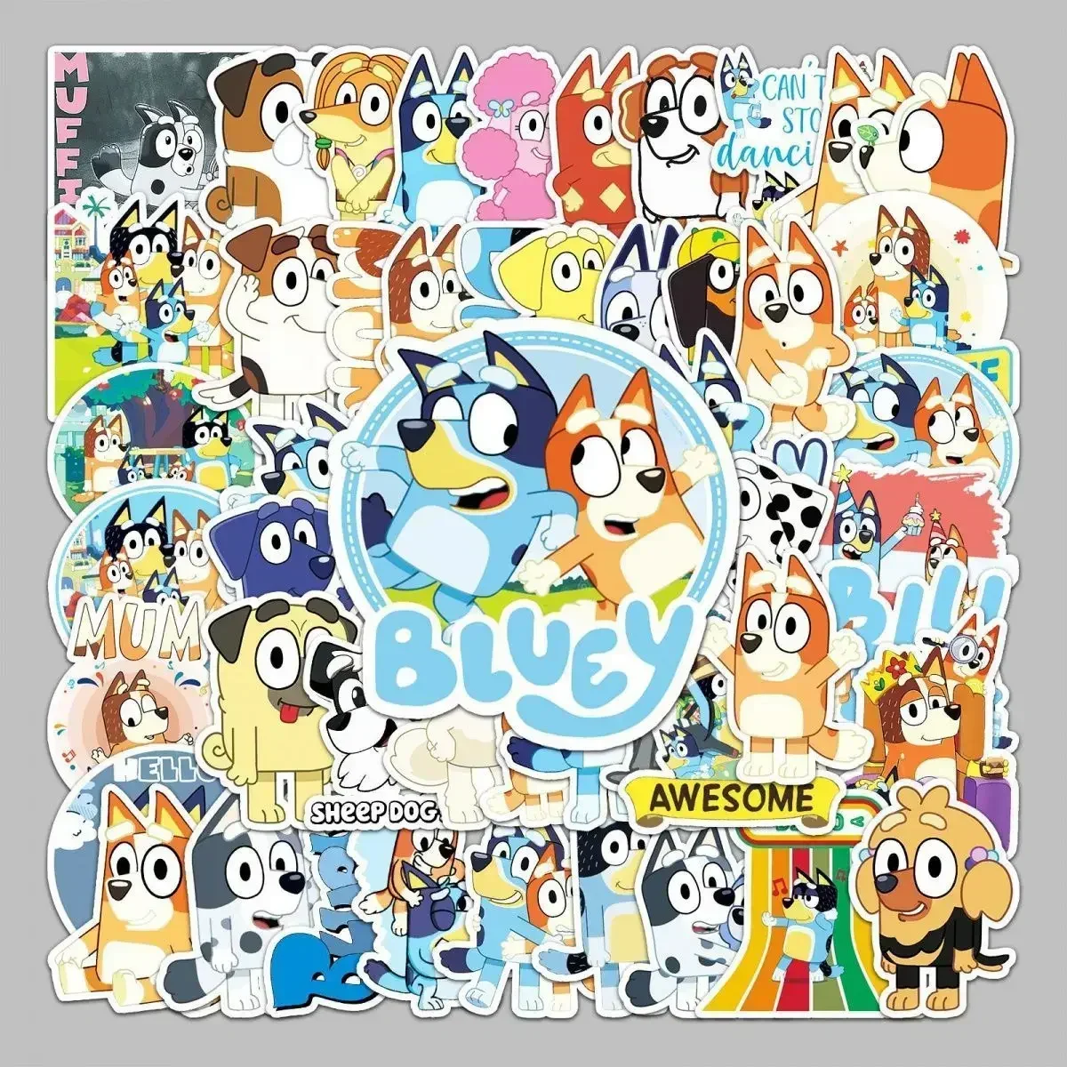 50Pcs Blueys Cartoon Sticker Anime Bingo Blue Dog Waterproof Disposable Tattoo Sticker Blue Bingo Children's Sticker Gift Toy