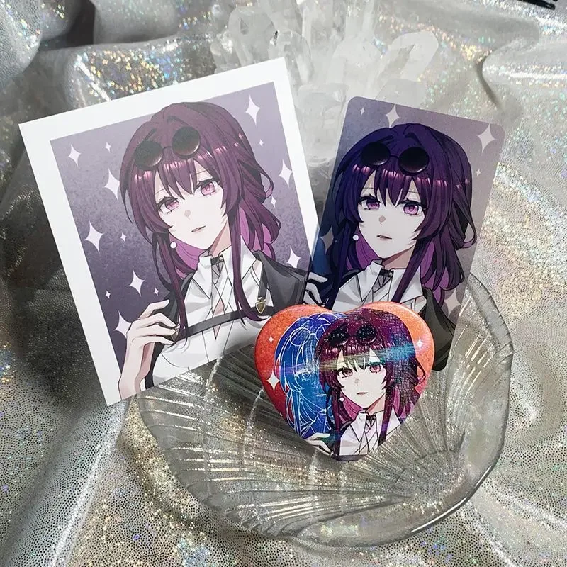 Honkai:Star Rail Original 3Pcs/Set Fan Works Fuxuan Kafka Balde Luocha Square Card+Transparent Card+Love Heart Badge Fans Gifts