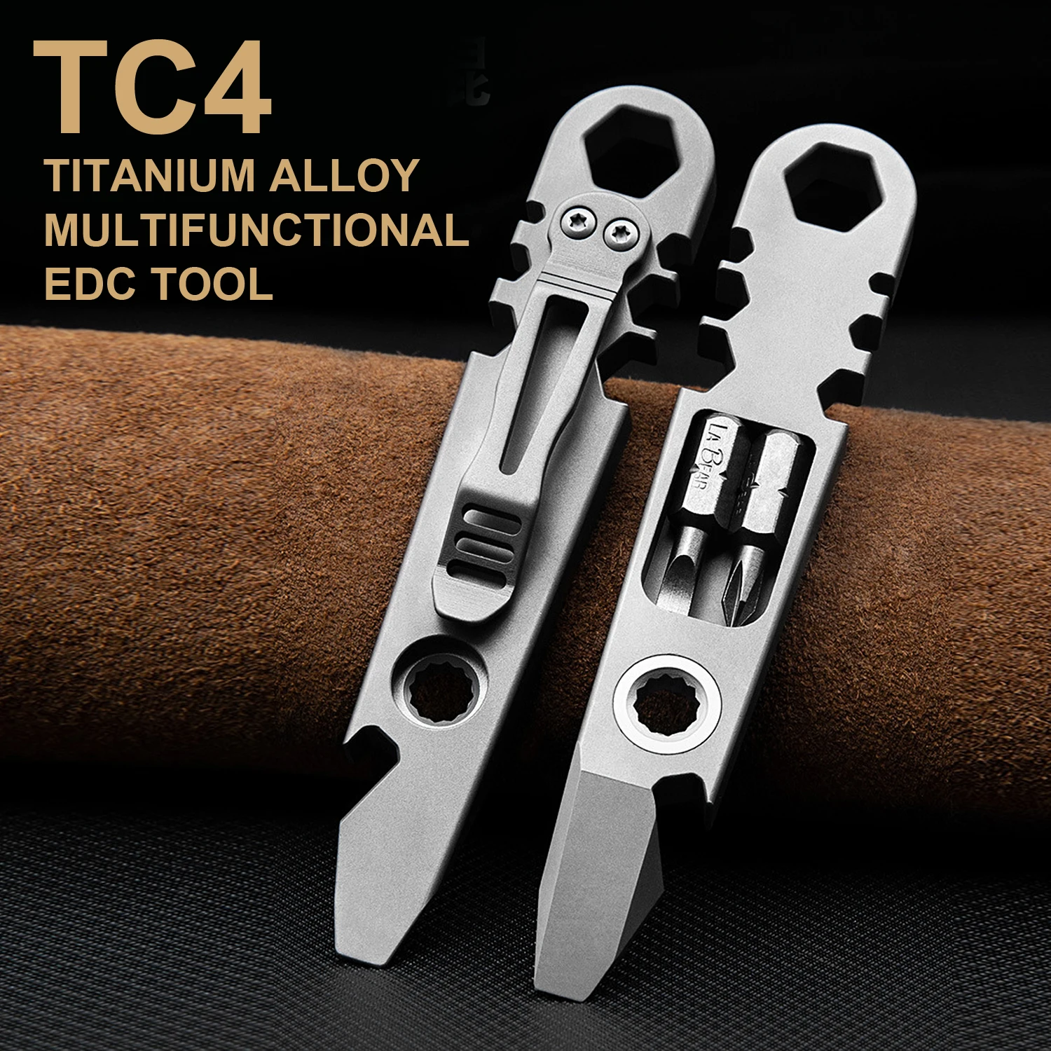 TC4 Titanium Alloy Multifunctional Quick Ratchet Wrench,Screwdriver,Bottle Opener, Outdoor Camping EDC Emergency Tools,A1267