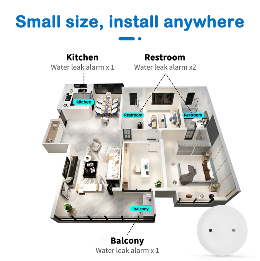 ZigBee 투야 누수 감지기, 홍수 센서, 물 탱크 전체 물 연결 알람, 스마트 라이프 원격 모니터링, Zigbee 게이트웨이