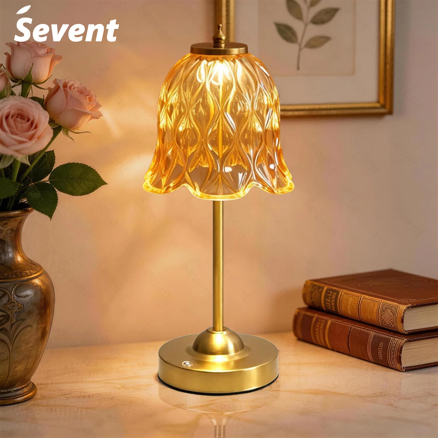 Wireless Table Lamp Touch Sensor Rechargeable Desktop Night Light LED Reading Lamp for Restaurant Hotel Bar Bedroom Decor Light