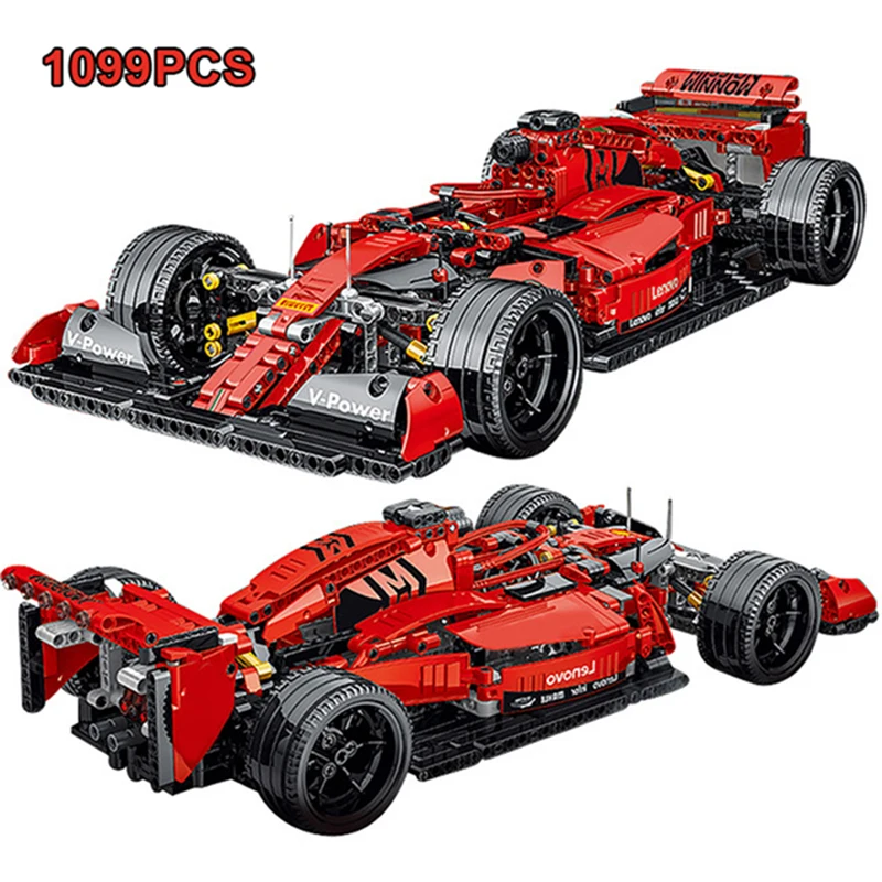 1099PCS Expert Technical Ferraried F1 Formula Sport Car Building Blocks Racing Vehicle MOC Bricks Toys Gift For Kids 50CM