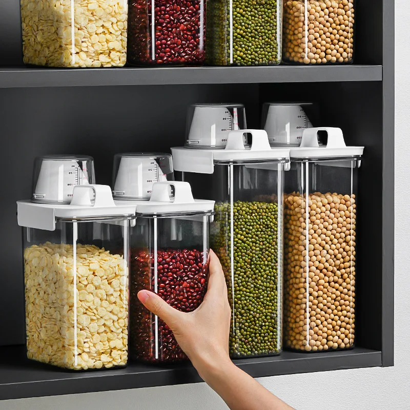 Airtight Cereal Storage Container  Transparent Food Storage Box for Rice Flour Sugar Moisture Proof Insect Proof Sealed Tank