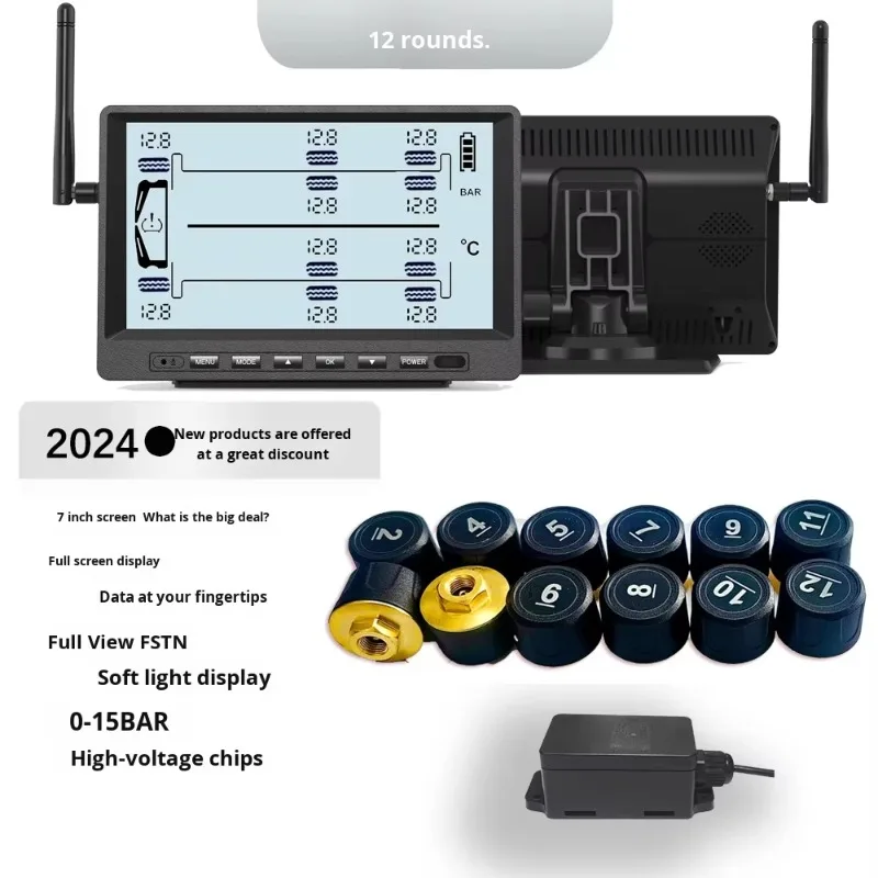 12 Wheel Truck External Tire Pressure Detector High Precision Fire Truck School Bus TPMS