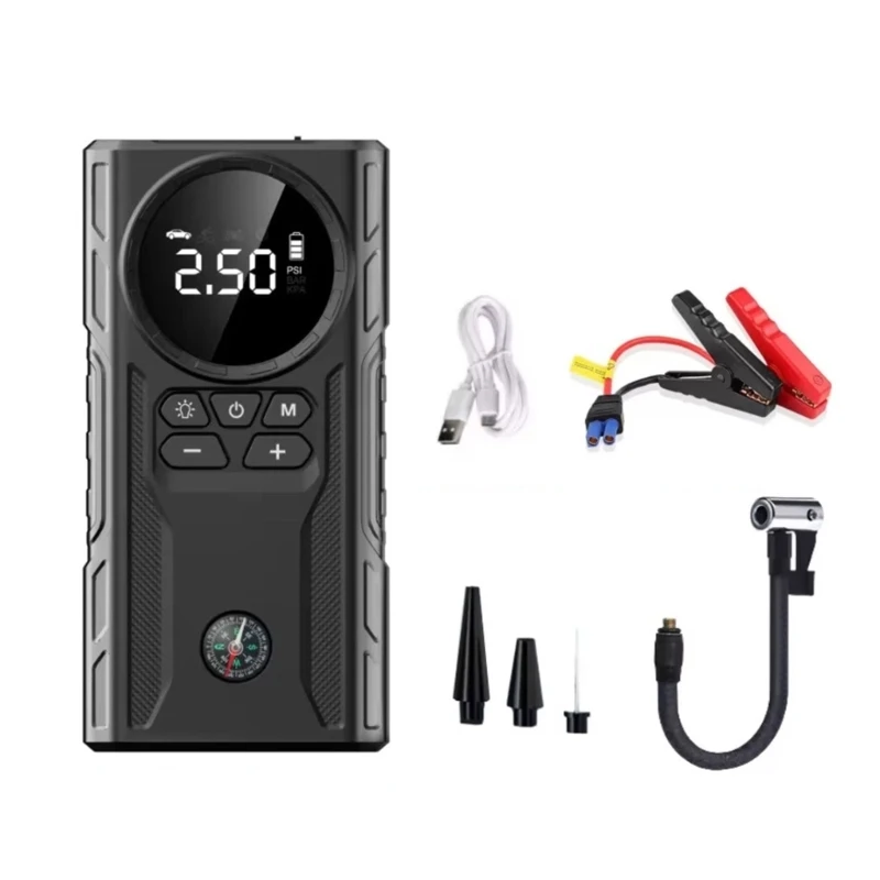 Portable Air Compressor Electric Car Automatic Motorcycle Tire Inflator Digital Pressure Gauge Detect with LED Lamp