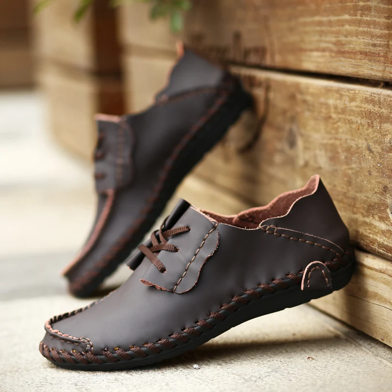 Sapatos casuais de couro masculino, sapato de direção de topo baixo, sola macia, deslizamento masculino respirável, com renda, novo, verão, 2023