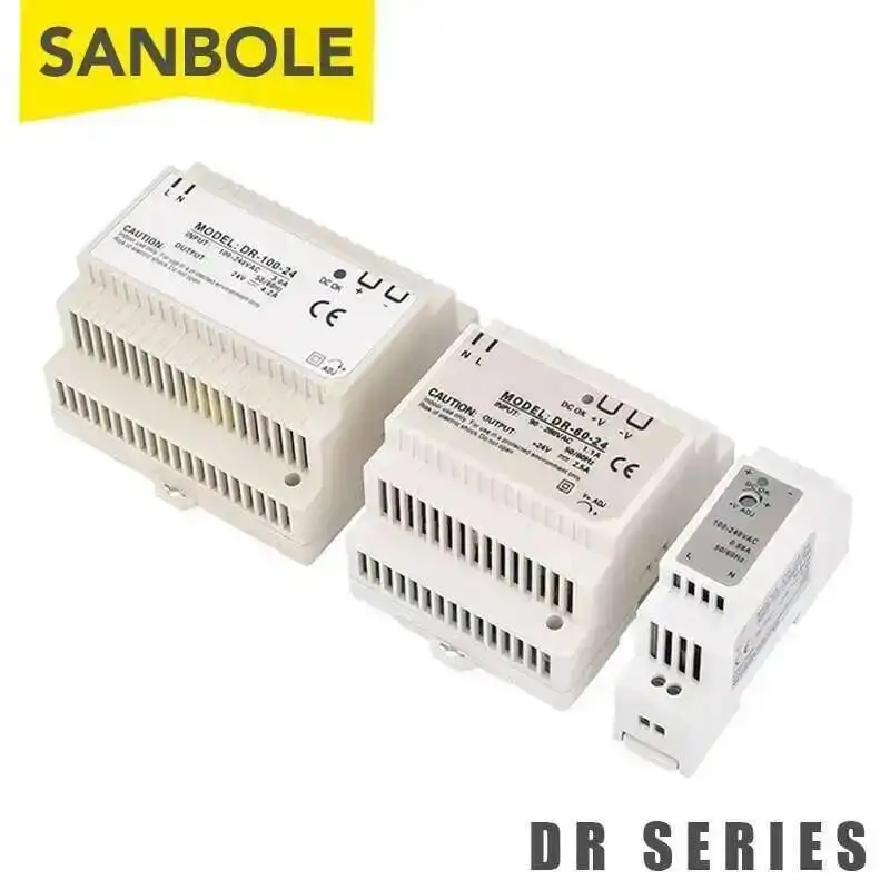 DR Series Switch Power Supply 15W 30W 45W 50W 60W DIN Rail Mount 24V 12V Single Output Industrial Control Buckle AC To DC