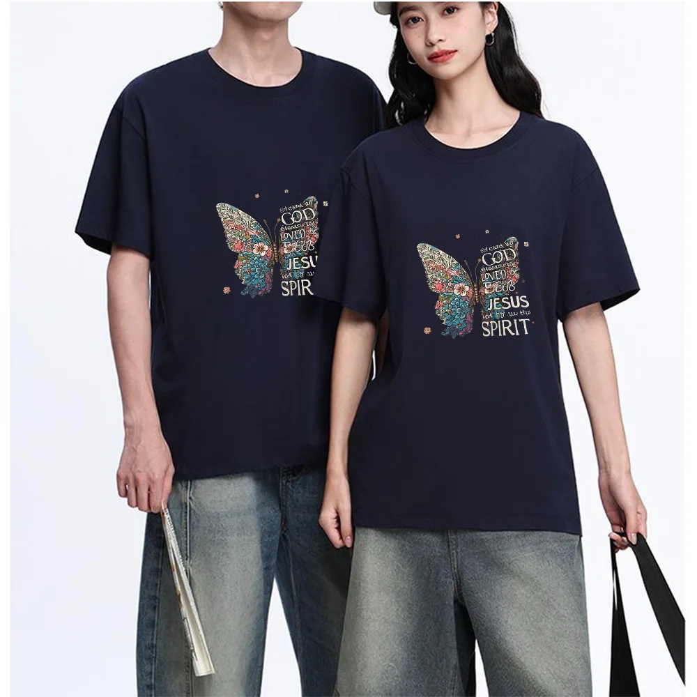 Butterfly God Jesus Spirit Quote Printed T Shirt Breathable Fabric S-XXL Personalized Custom Casual Short Sleeve Tee Aesthetic G