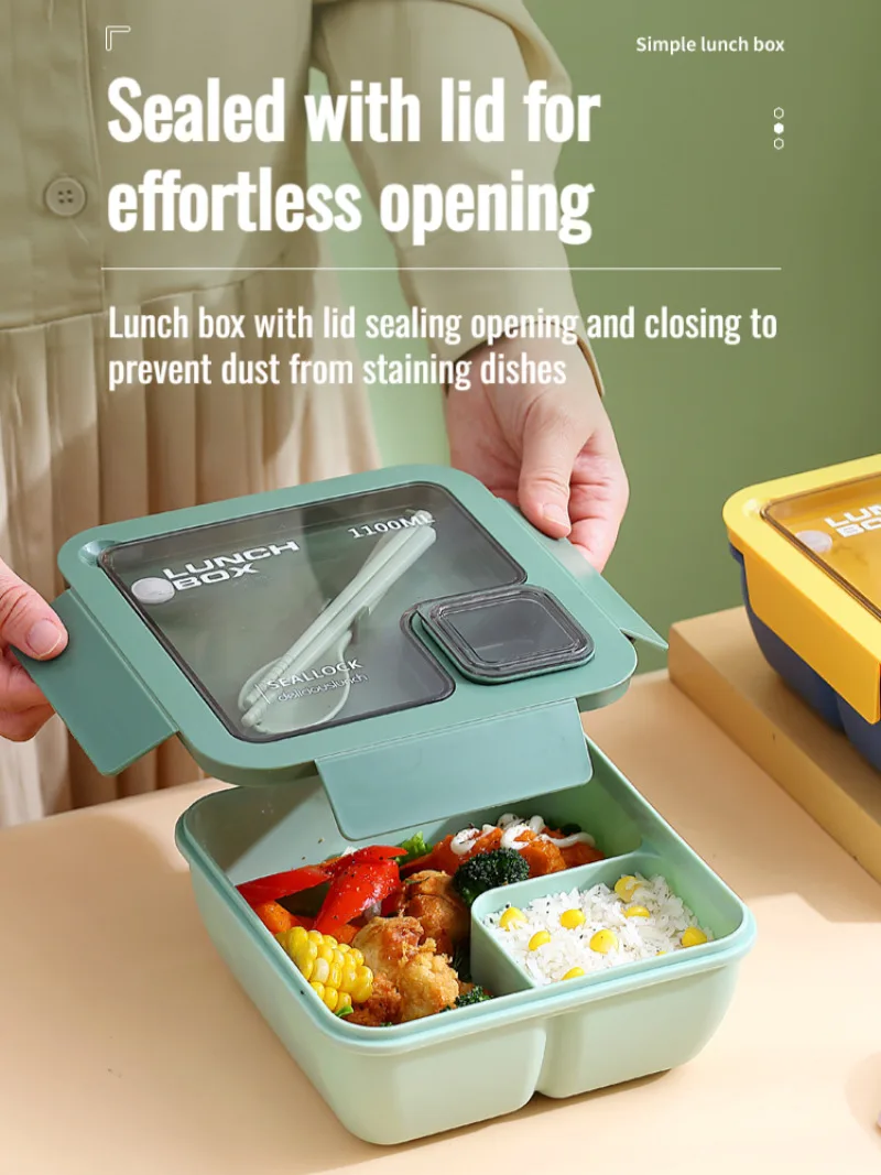 Portable Compartment Lunch Box | Multi-Layer Divided Design to Prevent Flavor Mixing | Food-Grade PP