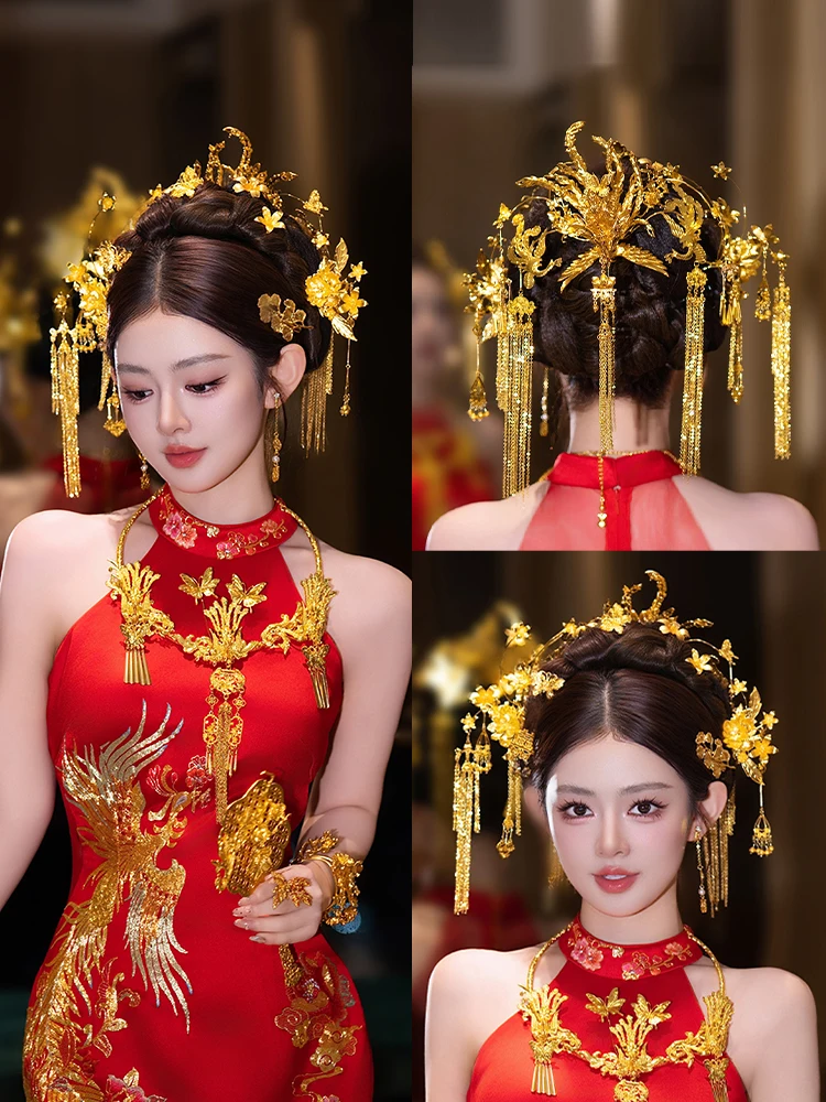 gold-wedding-hair-accessories-chinese-style-dragon-and-phoenix-gown-flower-texture-high-end-versatile-wedding-matching-access