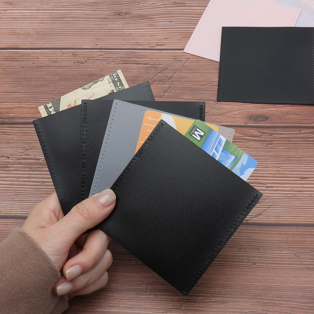 12pcs Mini Pocket Frosted PP Budget Pockets Black Zipless Card Holder Money Organizer Mini Storage Bag Pink Cash Envelope Pouch